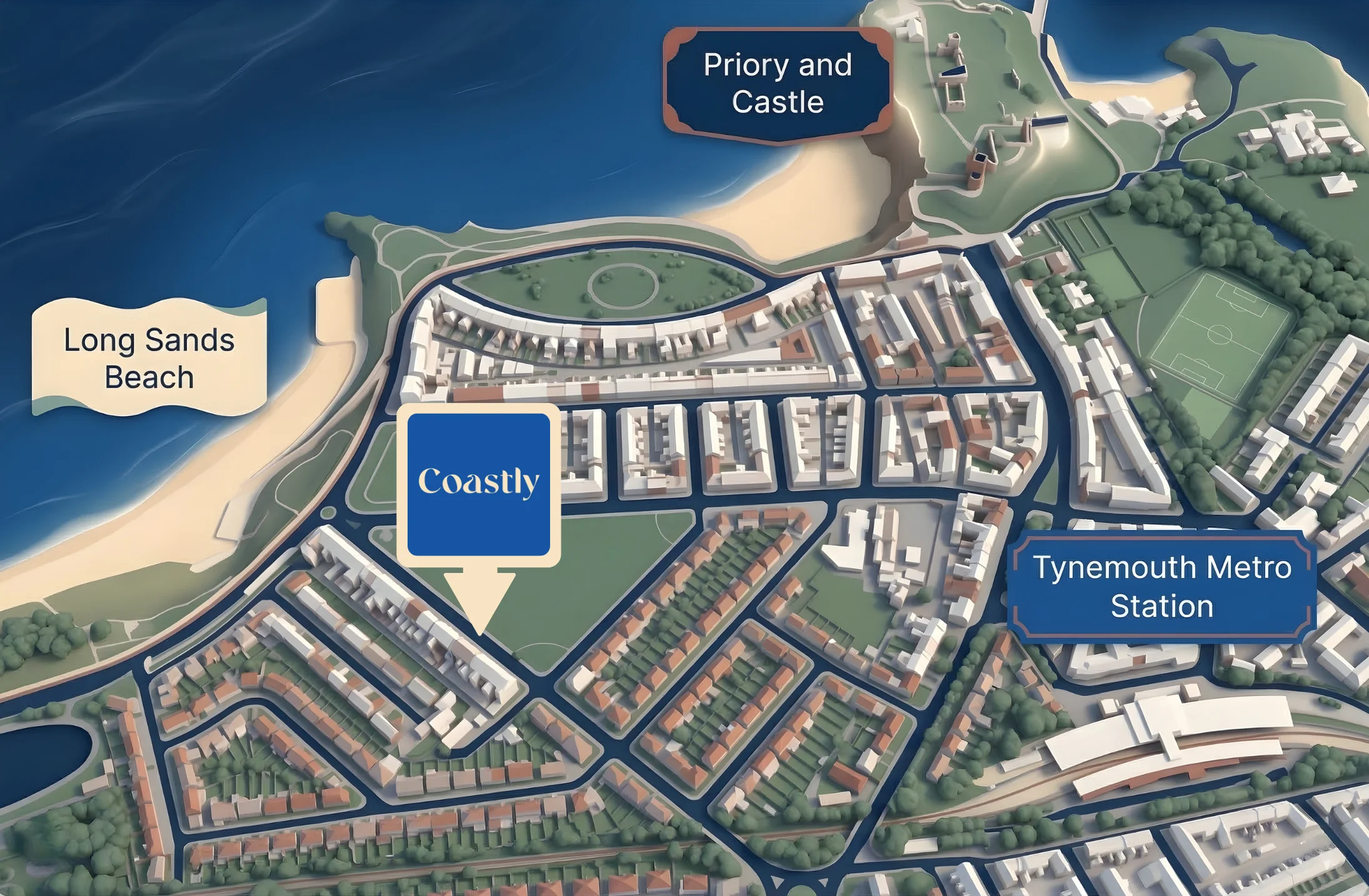 Map showing the Coastly clinic location in Tynemouth